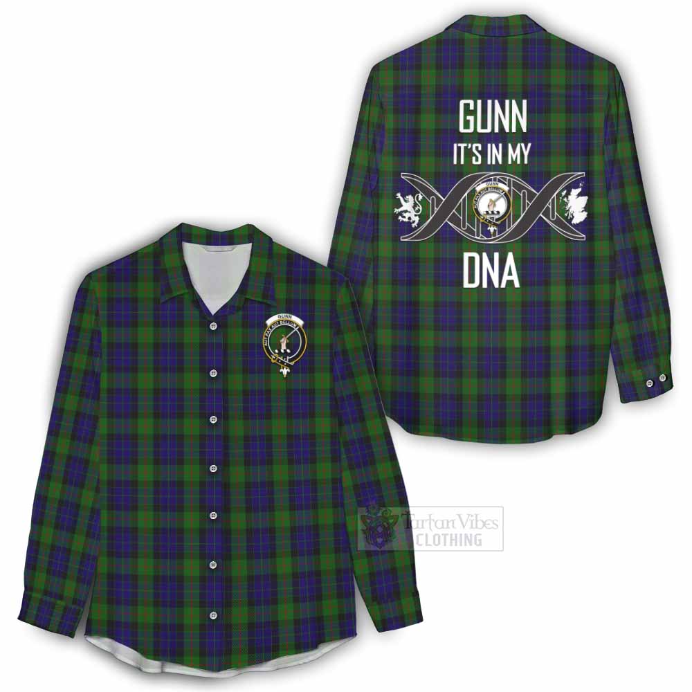 Tartan Vibes Clothing Gunn Tartan Women's Casual Shirt with Family Crest DNA In Me Style