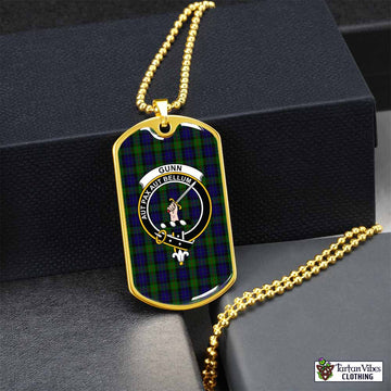 Gunn Tartan Dog Tag Necklace with Family Crest