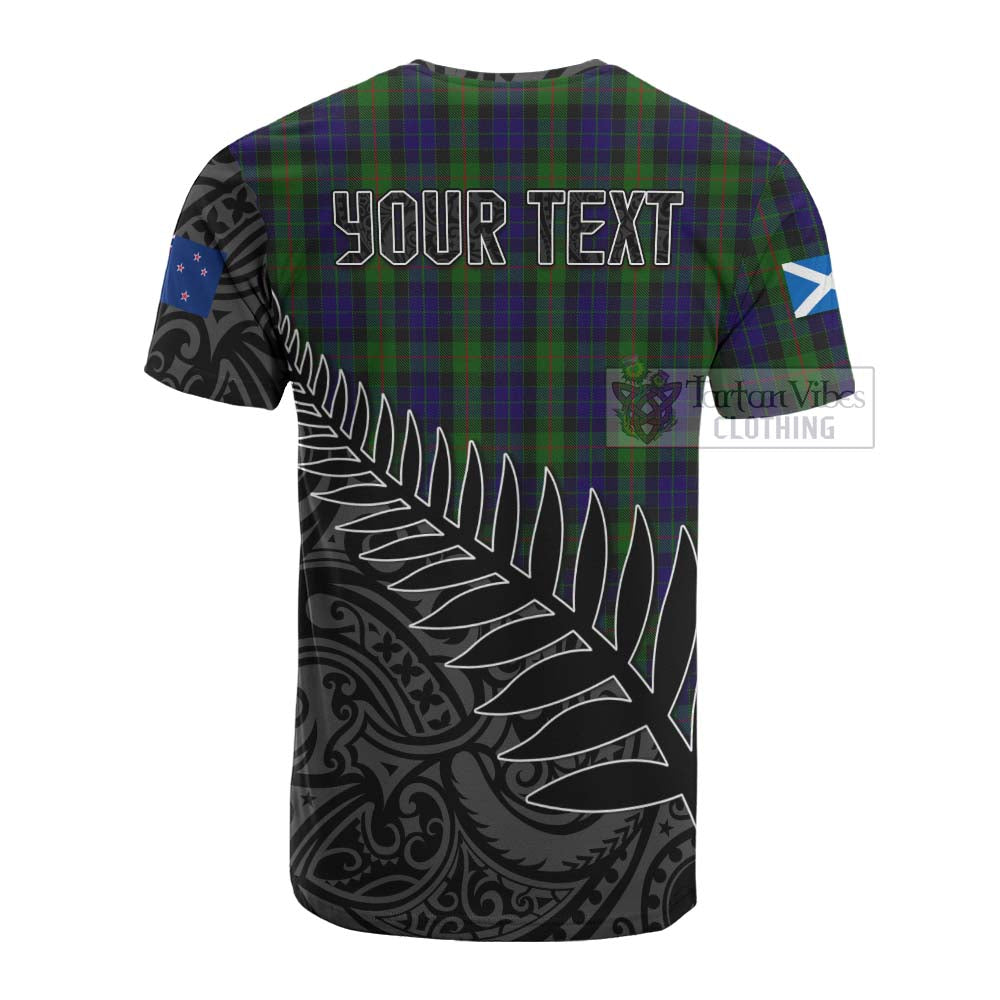 Tartan Vibes Clothing Gunn Crest Tartan Cotton T-shirt with New Zealand Silver Fern Half Style