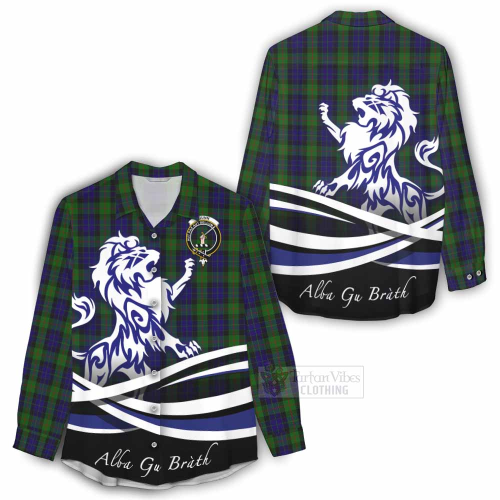 Tartan Vibes Clothing Gunn Tartan Women's Casual Shirt with Alba Gu Brath Regal Lion Emblem