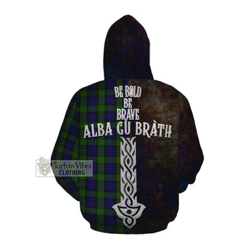 Gunn Tartan Family Crest Cotton Hoodie Alba Gu Brath Be Brave Lion Ancient Style Pullover Hoodie - Tartan Vibes Clothing
