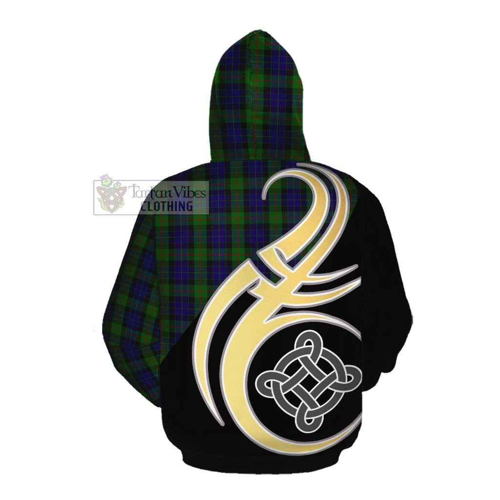 Tartan Vibes Clothing Gunn Tartan Cotton Hoodie with Family Crest and Celtic Symbol Style