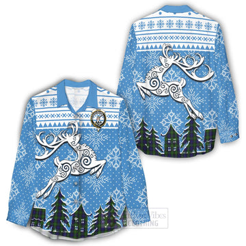 Gunn Clan Christmas Women's Casual Shirt Celtic Reindeer Style