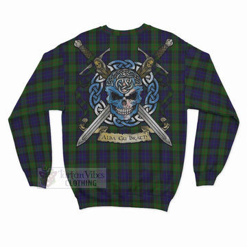 Gunn Tartan Sweatshirt with Family Crest Celtic Skull Style