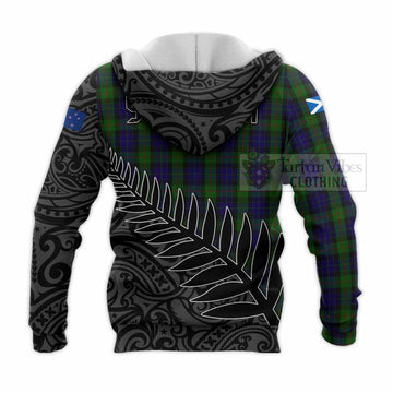 Gunn Crest Tartan Knitted Hoodie with New Zealand Silver Fern Half Style