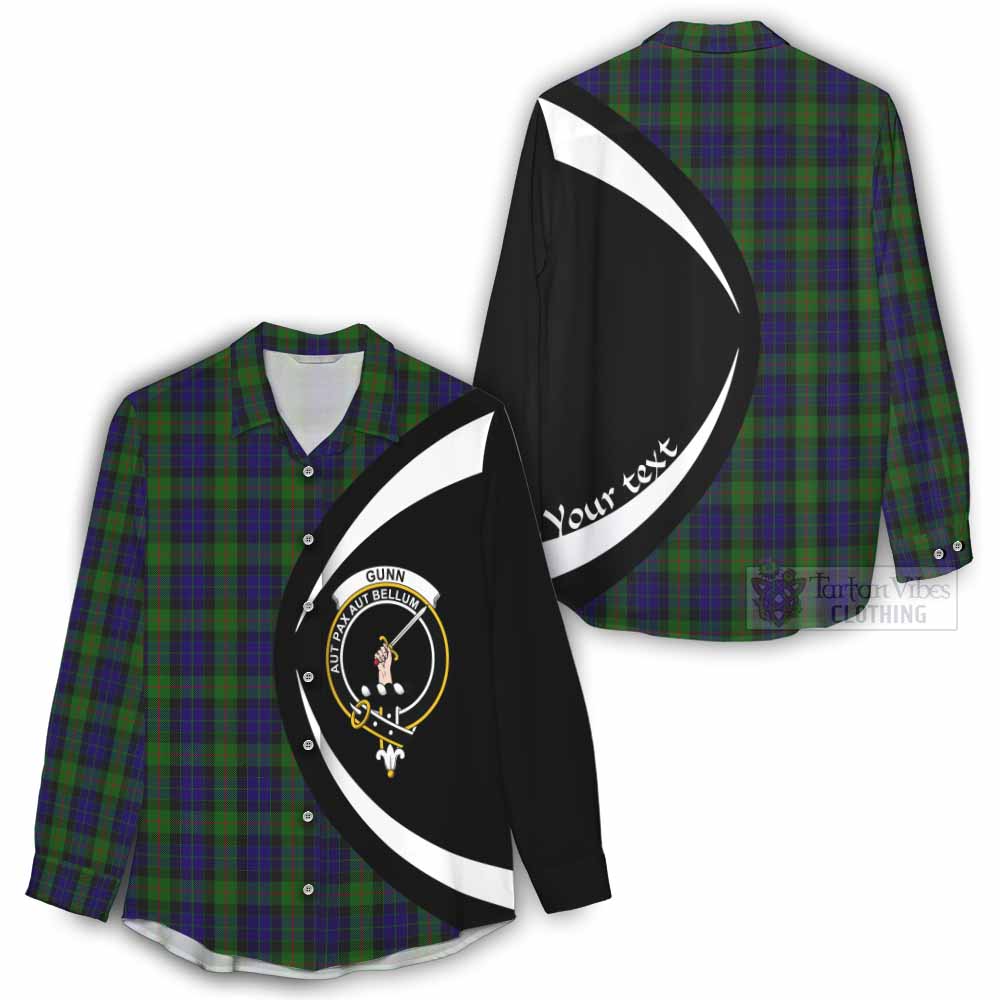 Tartan Vibes Clothing Gunn Tartan Women's Casual Shirt with Family Crest Circle Style