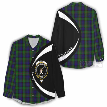 Gunn Tartan Women's Casual Shirt with Family Crest Circle Style