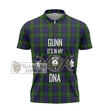 Gunn Tartan Zipper Polo Shirt with Family Crest DNA In Me Style