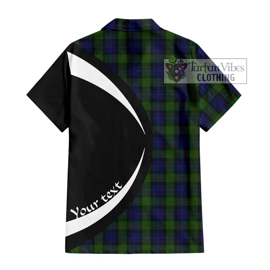 Gunn Tartan Short Sleeve Button Up with Family Crest Circle Style - Tartan Vibes Clothing