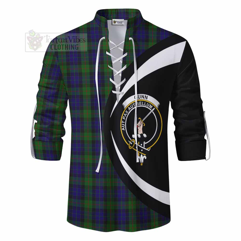 Gunn Tartan Ghillie Kilt Shirt with Family Crest Circle Style - Tartan Vibes Clothing