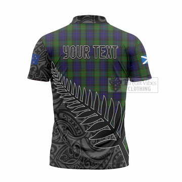 Gunn Crest Tartan Zipper Polo Shirt with New Zealand Silver Fern Half Style