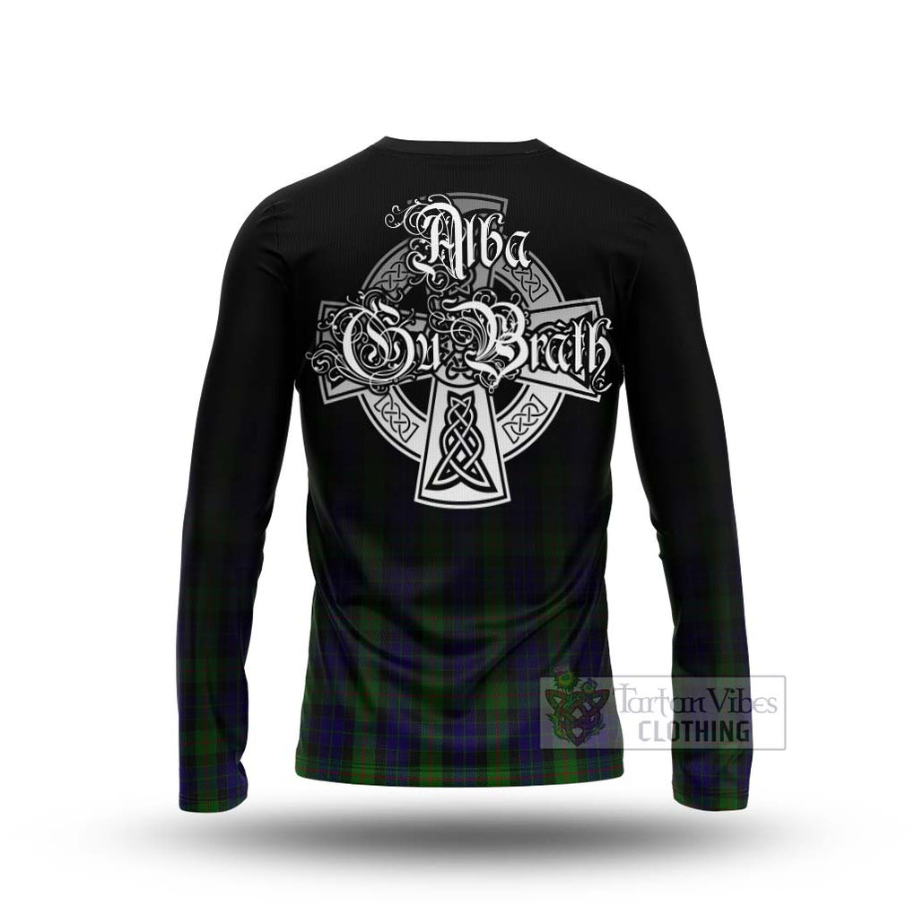 Tartan Vibes Clothing Gunn Tartan Long Sleeve T-Shirt Featuring Alba Gu Brath Family Crest Celtic Inspired