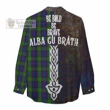 Gunn Tartan Family Crest Women's Casual Shirt Alba Gu Brath Be Brave Lion Ancient Style - Tartan Vibes Clothing