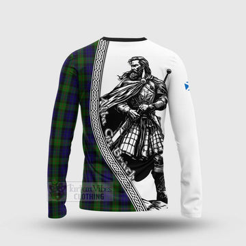 Gunn Tartan Clan Crest Long Sleeve T-Shirt with Highlander Warrior Celtic Style