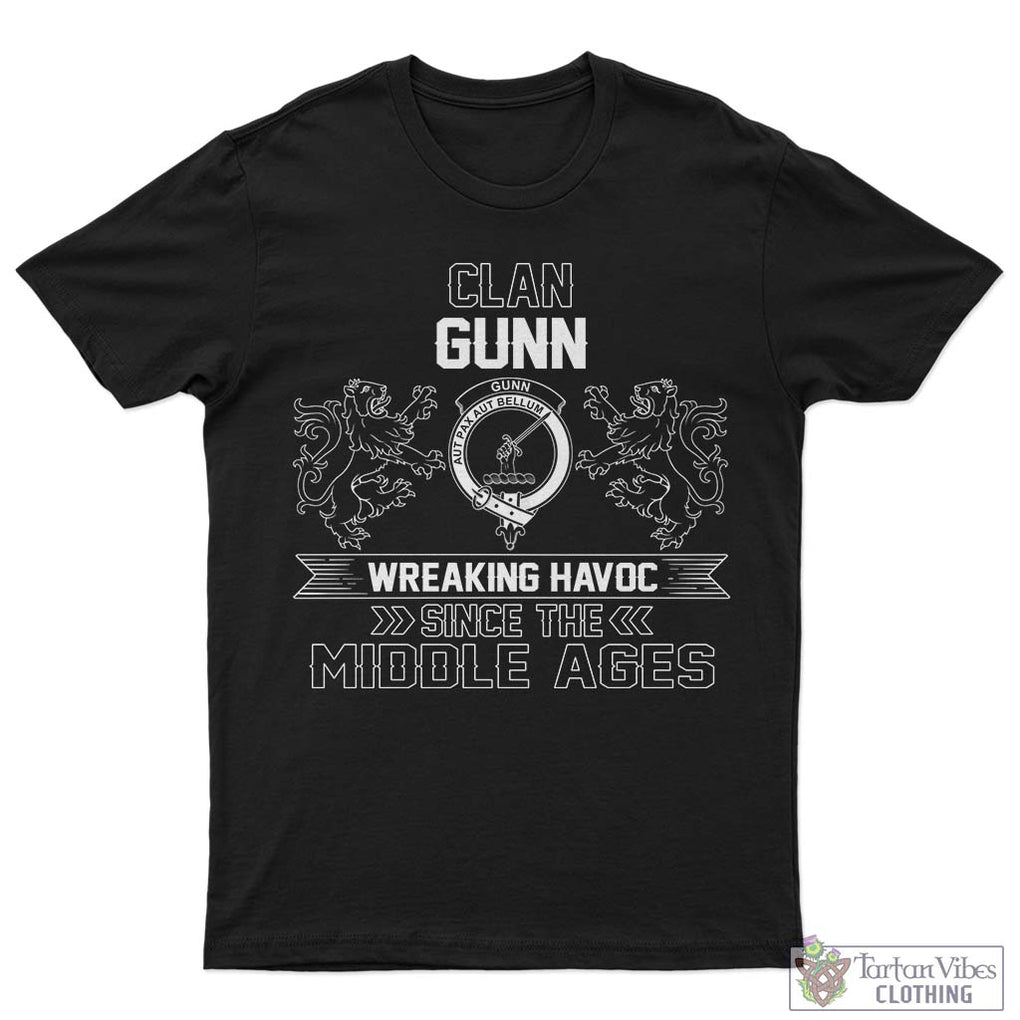 Gunn Family Crest 2D Cotton Men's T-Shirt Wreaking Havoc Style Sapphire - 2D-tartanvibesclothing