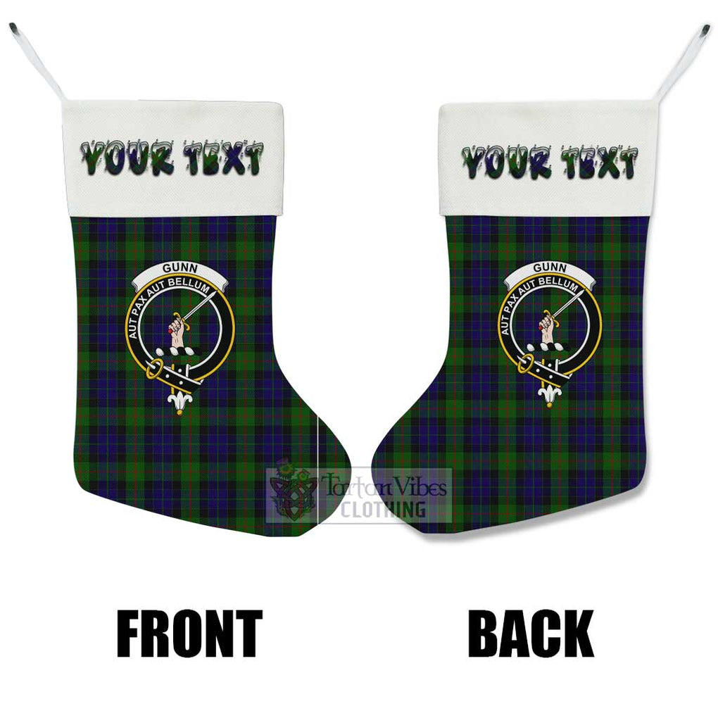 Tartan Vibes Clothing Gunn Tartan Family Crest Christmas Stocking with Personalized Text