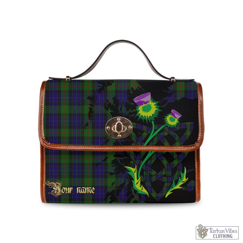 Tartan Vibes Clothing Gunn Tartan Waterproof Canvas Bag with Scotland Map and Thistle Celtic Accents