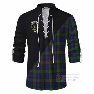 Gunn Tartan Ghillie Kilt Shirt with Family Crest and Military Logo Style