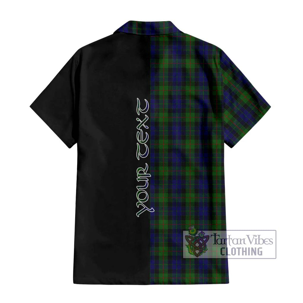 Gunn Tartan Short Sleeve Button Shirt with Family Crest and Half Of Me Style - Tartanvibesclothing Shop