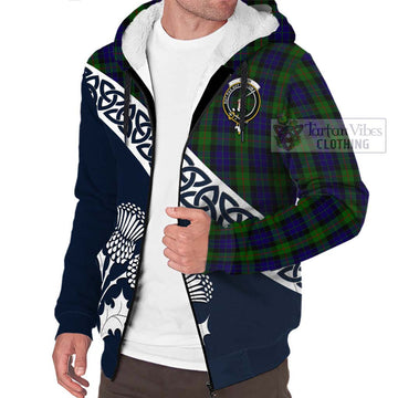 Gunn Tartan Sherpa Hoodie Featuring Thistle and Scotland Map