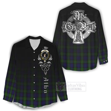 Gunn Tartan Women's Casual Shirt Featuring Alba Gu Brath Family Crest Celtic Inspired