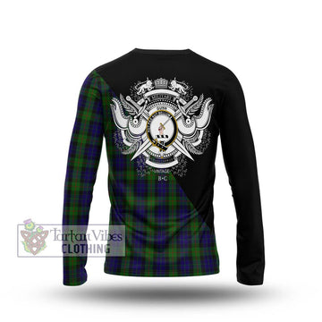 Gunn Tartan Long Sleeve T-Shirt with Family Crest and Military Logo Style