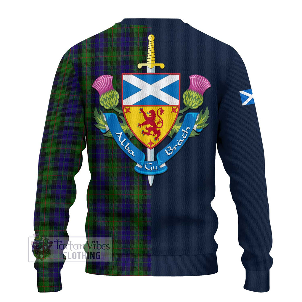 Tartan Vibes Clothing Gunn Tartan Knitted Sweater with Scottish Lion Royal Arm Half Style