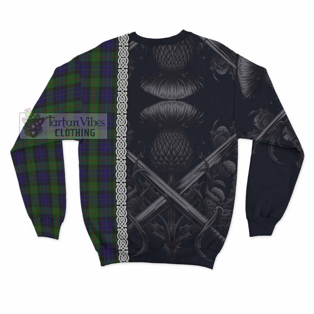 Tartan Vibes Clothing Gunn Tartan Sweatshirt with Family Crest Cross Sword Thistle Celtic Vibes