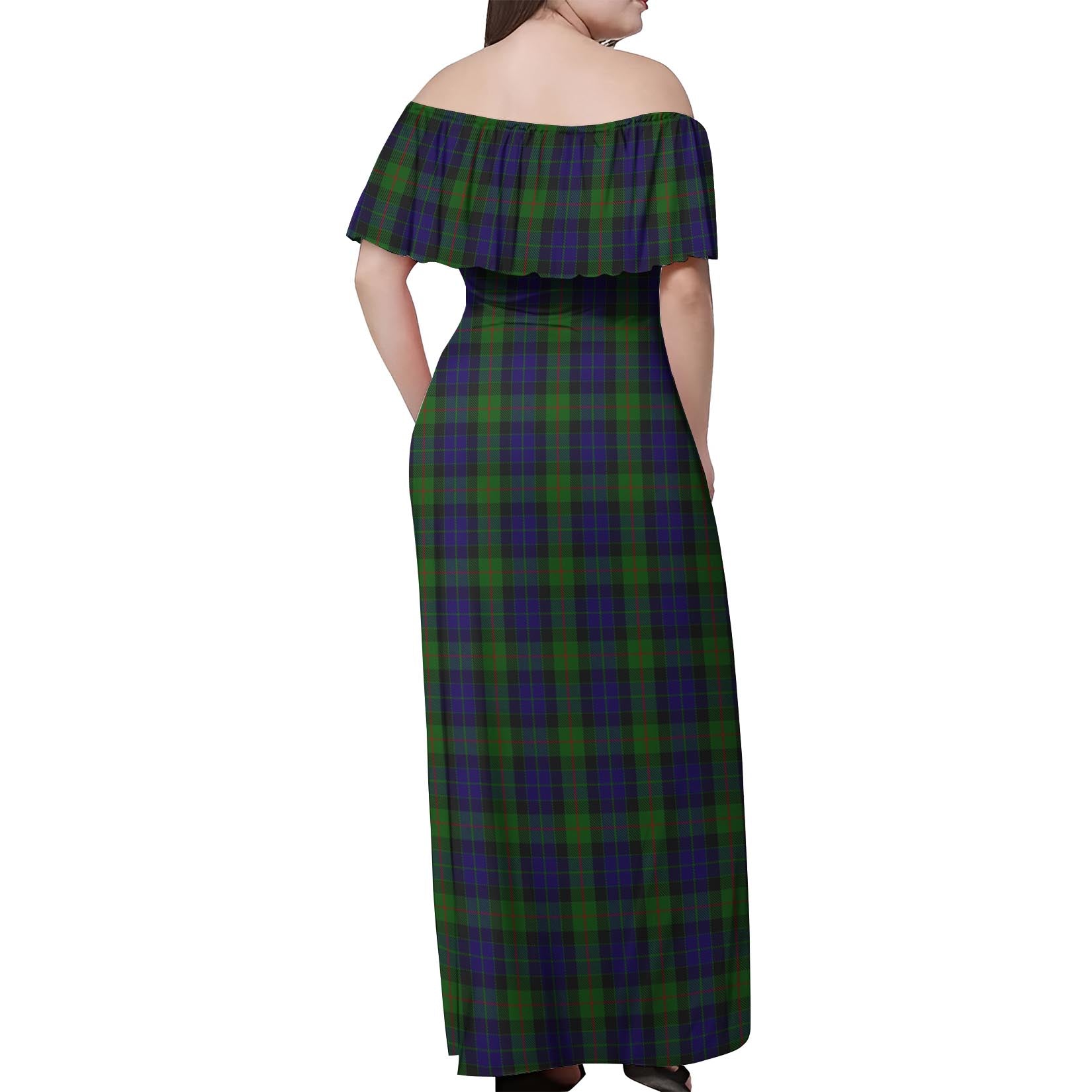 Gunn Tartan Off Shoulder Long Dress - Tartanvibesclothing