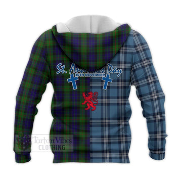 Gunn Tartan Knitted Hoodie Happy St. Andrew's Day Half Tartan Style