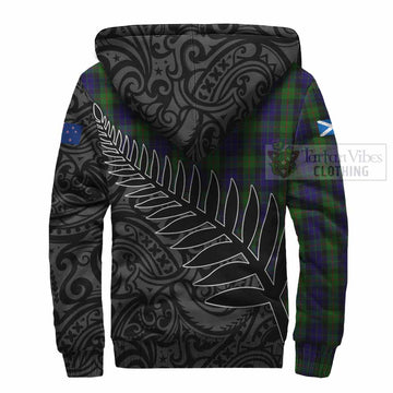 Gunn Crest Tartan Sherpa Hoodie with New Zealand Silver Fern Half Style