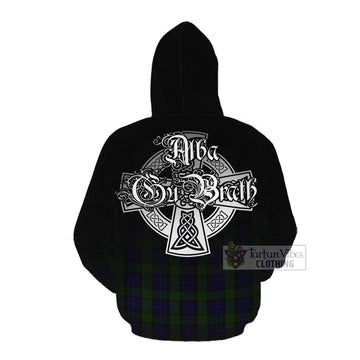 Gunn Tartan Cotton Hoodie Featuring Alba Gu Brath Family Crest Celtic Inspired