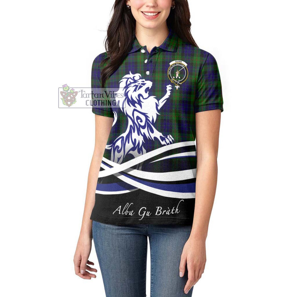 Gunn Tartan Women's Polo Shirt with Alba Gu Brath Regal Lion Emblem - Tartanvibesclothing Shop