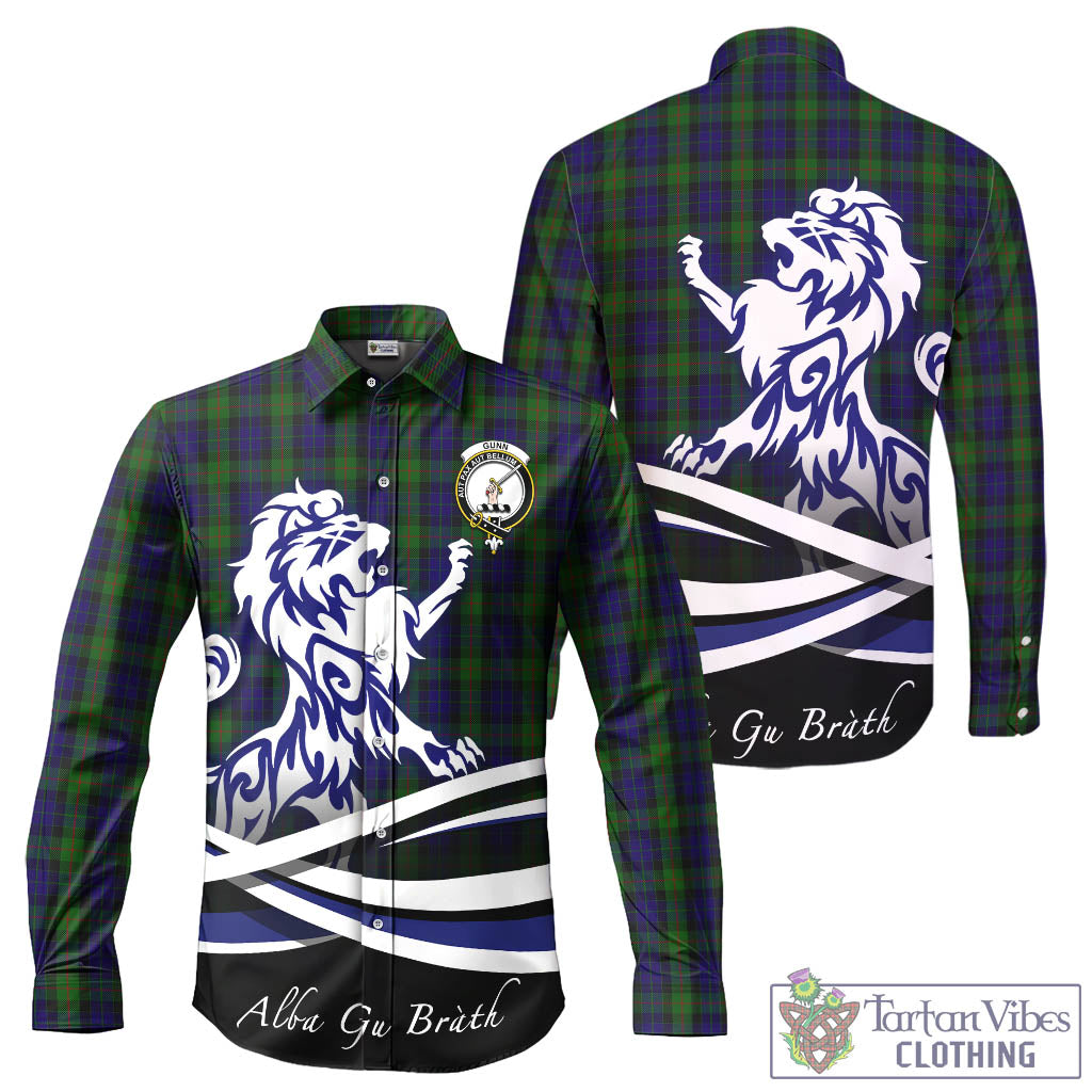 gunn-tartan-long-sleeve-button-up-shirt-with-alba-gu-brath-regal-lion-emblem