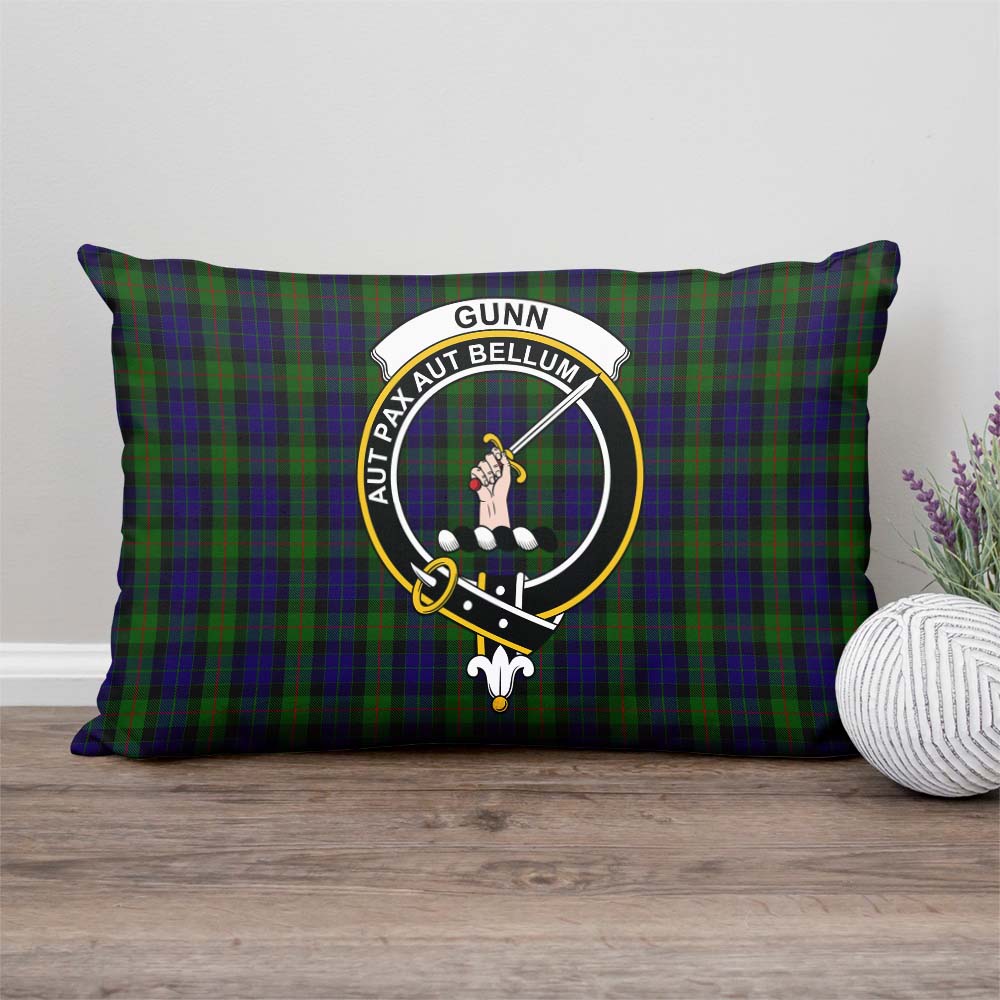 Gunn Tartan Pillow Cover with Family Crest Rectangle Pillow Cover - Tartanvibesclothing