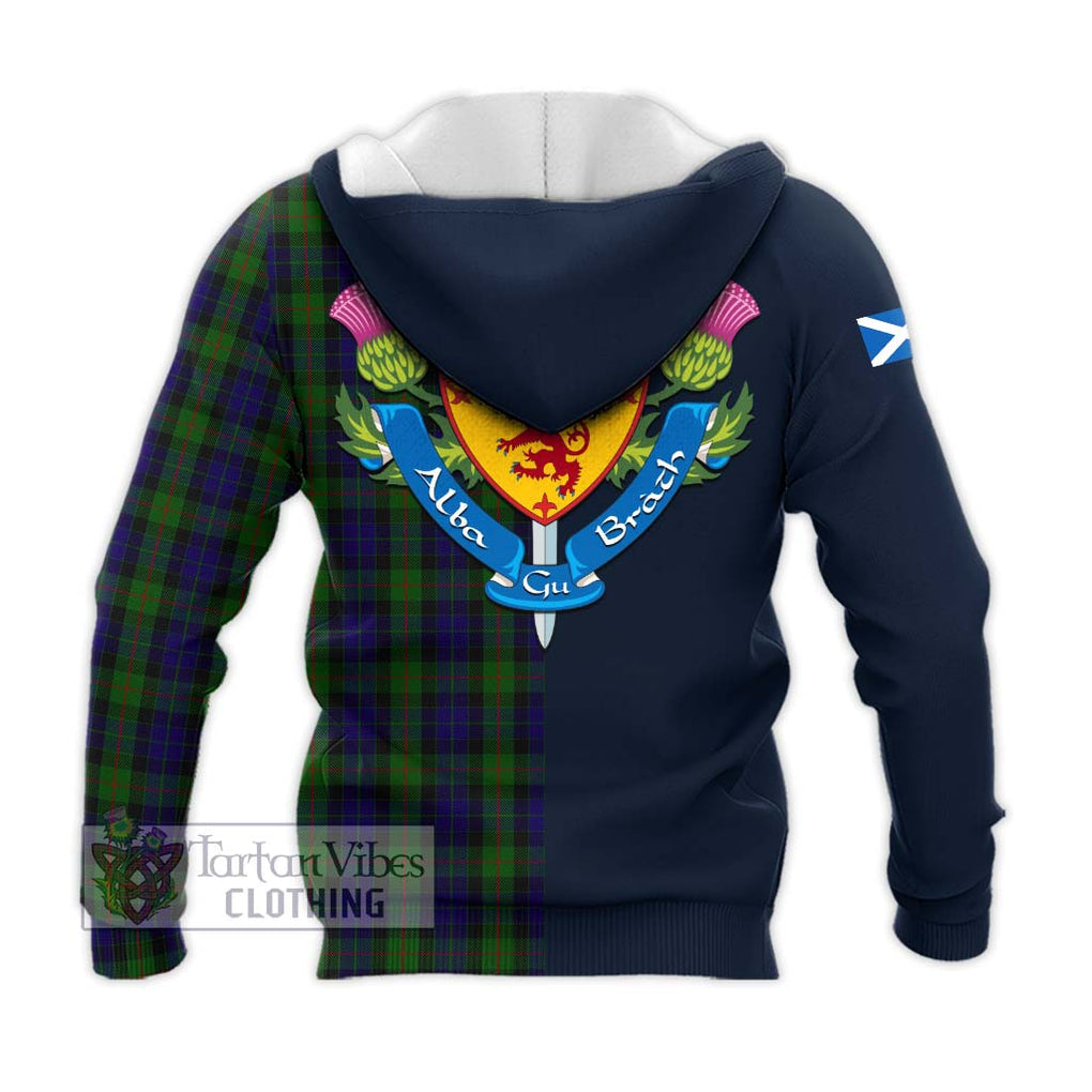 Tartan Vibes Clothing Gunn Tartan Knitted Hoodie with Scottish Lion Royal Arm Half Style