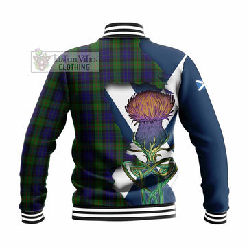Gunn Tartan Family Crest Baseball Jacket Scottish Thistle Celtic Inspired - Tartan Vibes Clothing
