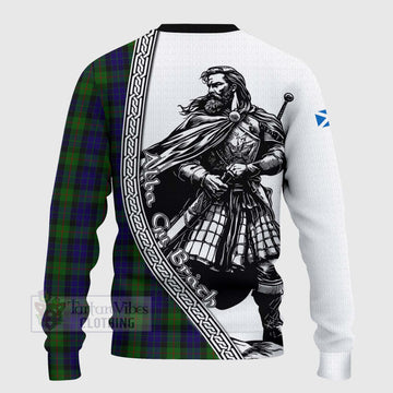 Gunn Tartan Clan Crest Knitted Sweater with Highlander Warrior Celtic Style