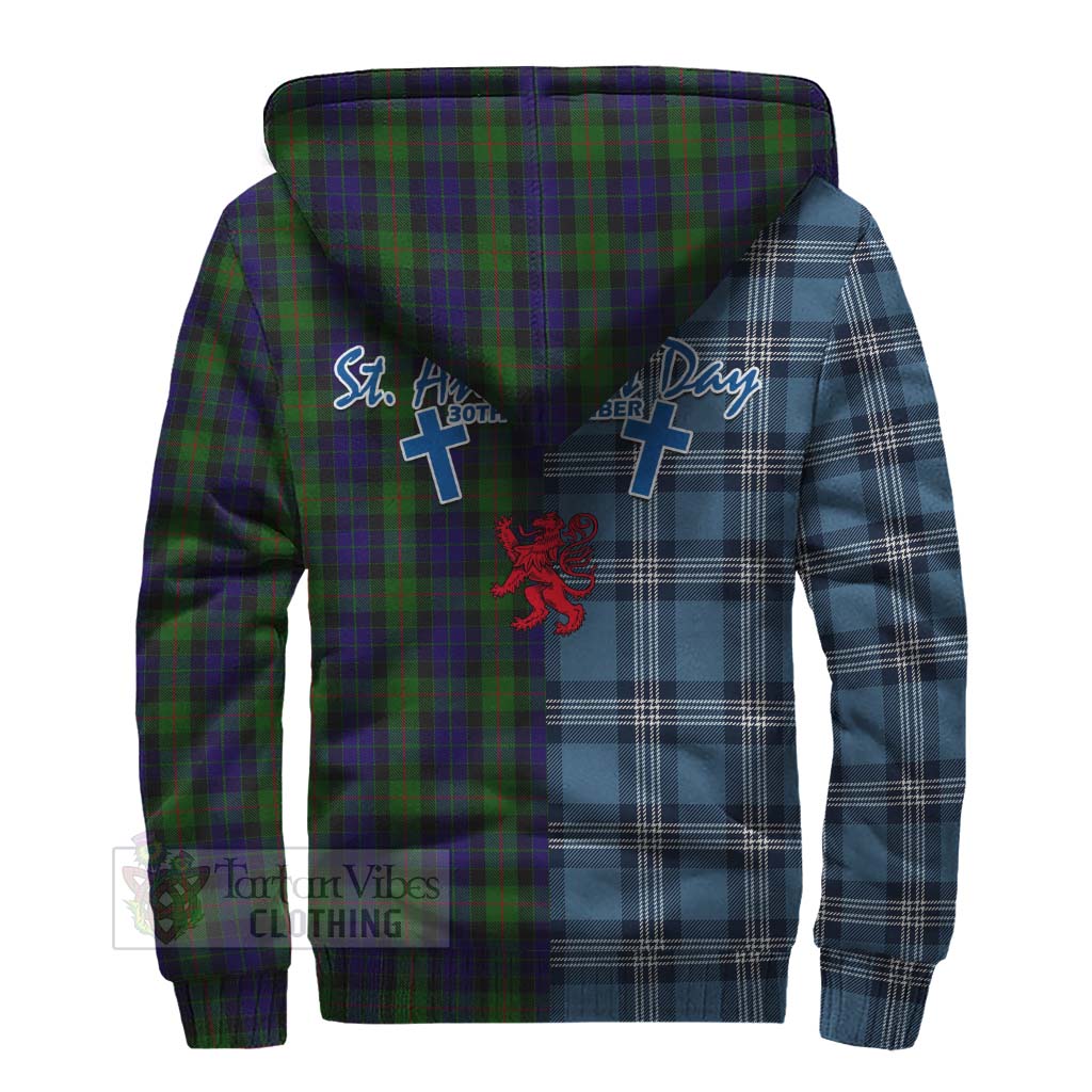 Tartan Vibes Clothing Gunn Tartan Sherpa Hoodie Happy St. Andrew's Day Half Tartan Style