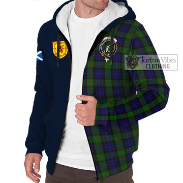 Gunn Tartan Sherpa Hoodie Alba with Scottish Lion Royal Arm Half Style