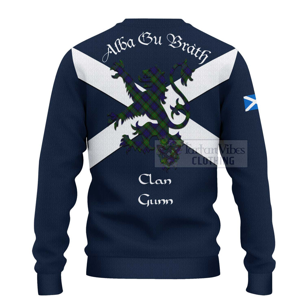 Tartan Vibes Clothing Gunn Tartan Lion Rampant Knitted Sweater – Proudly Display Your Heritage with Alba Gu Brath and Clan Name