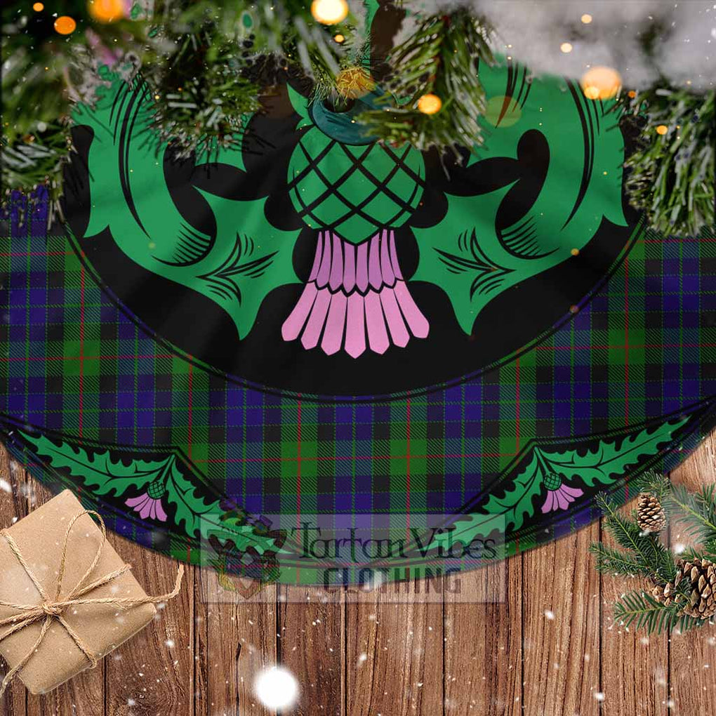 Tartan Vibes Clothing Gunn Tartan Christmas Tree Skirt Scottish Thistle Style