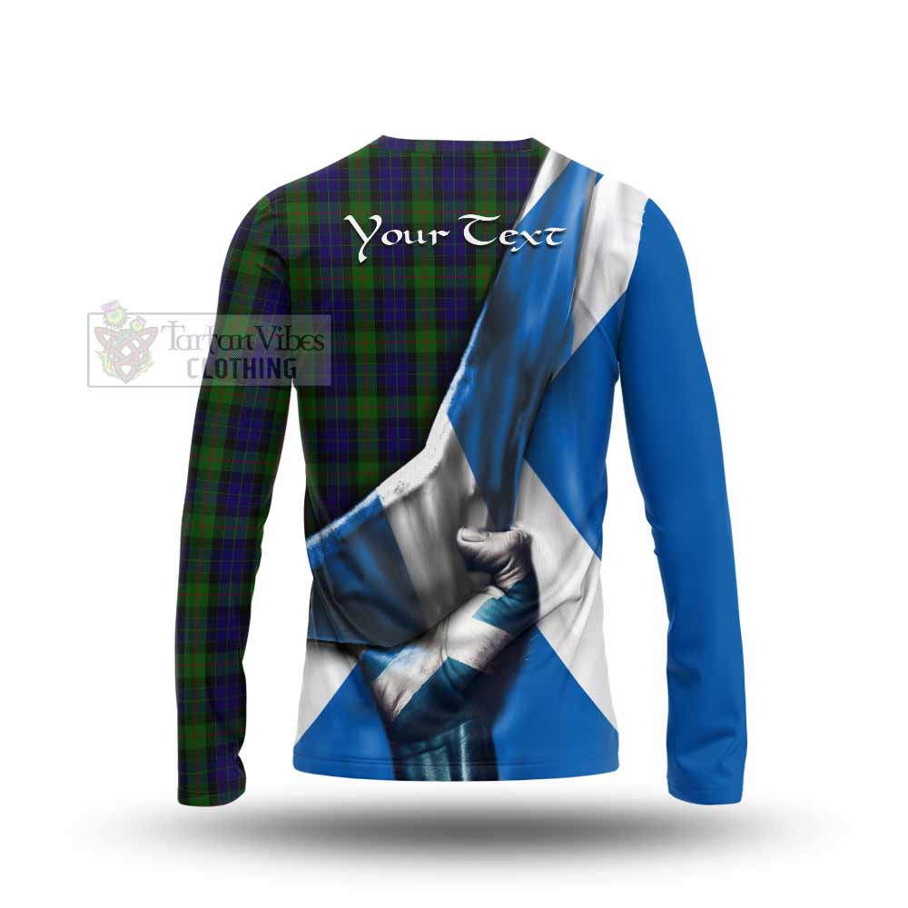 Tartan Vibes Clothing Gunn Tartan Long Sleeve T-Shirt with Family Crest Scotland Patriotic Style