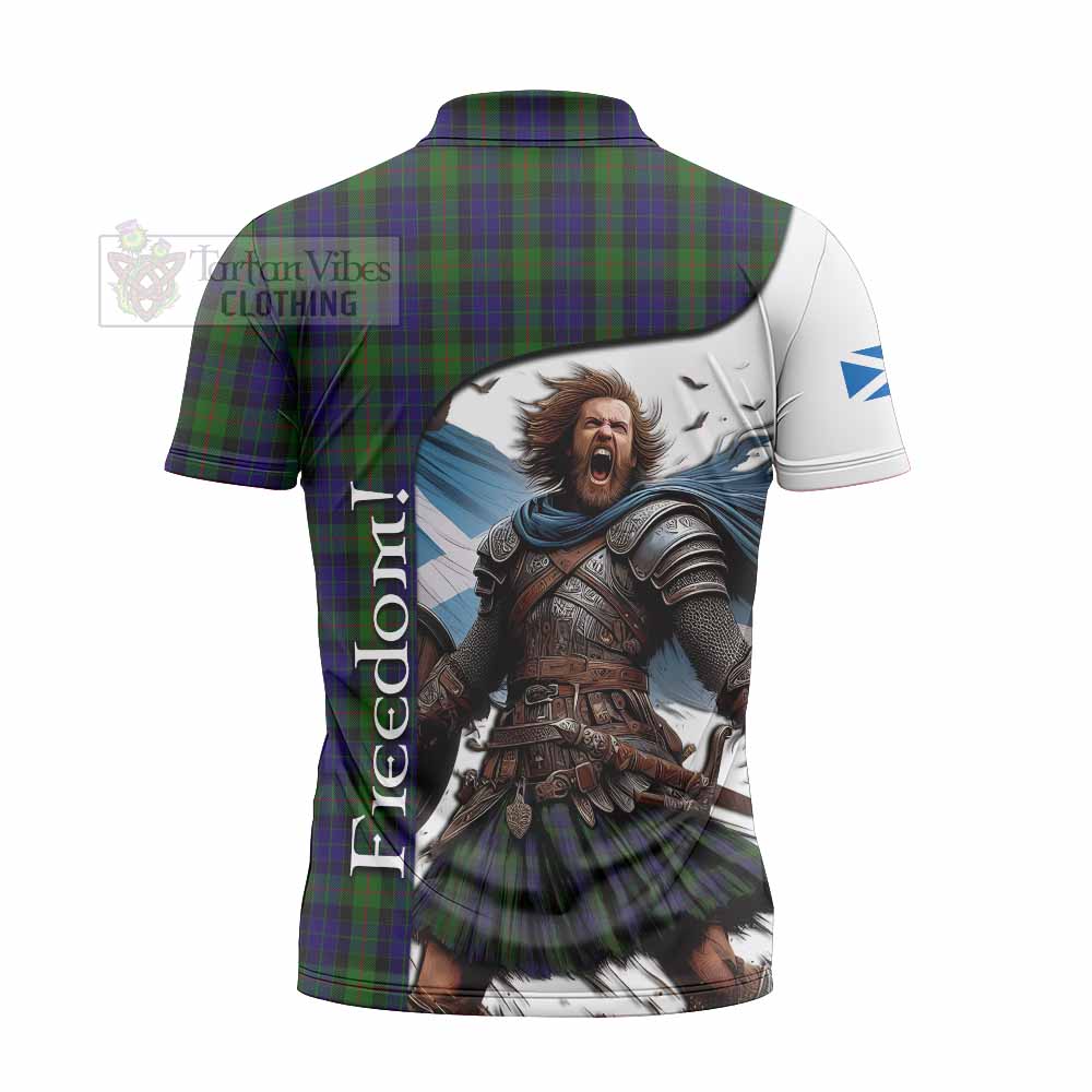 Tartan Vibes Clothing Gunn Crest Tartan Zipper Polo Shirt Inspired by the Freedom of Scottish Warrior