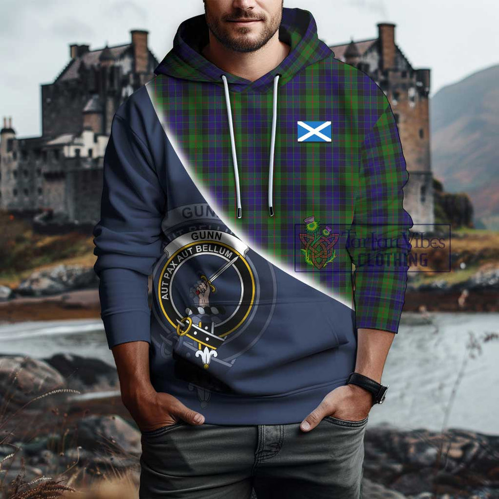 Gunn Tartan Hoodie with Personalised National Flag and Family Crest Half Style - Tartanvibesclothing Shop