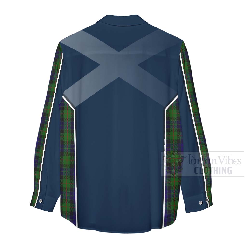 Tartan Vibes Clothing Gunn Tartan Women's Casual Shirt with Family Crest and Scottish Thistle Vibes Sport Style