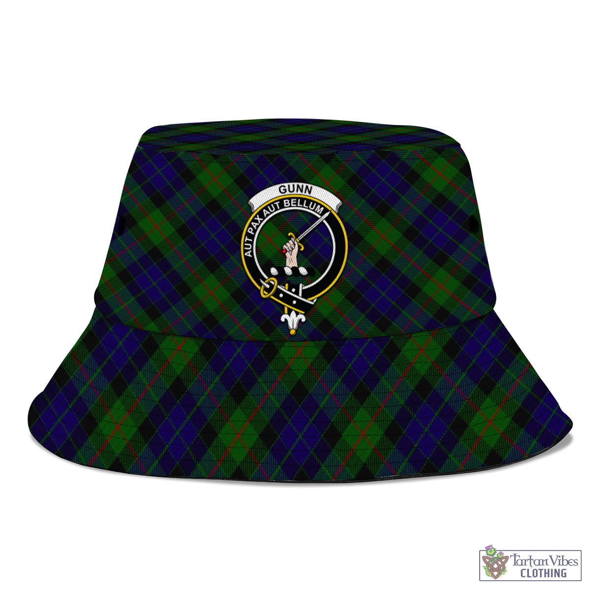 Tartan Vibes Clothing Gunn Tartan Bucket Hat with Family Crest