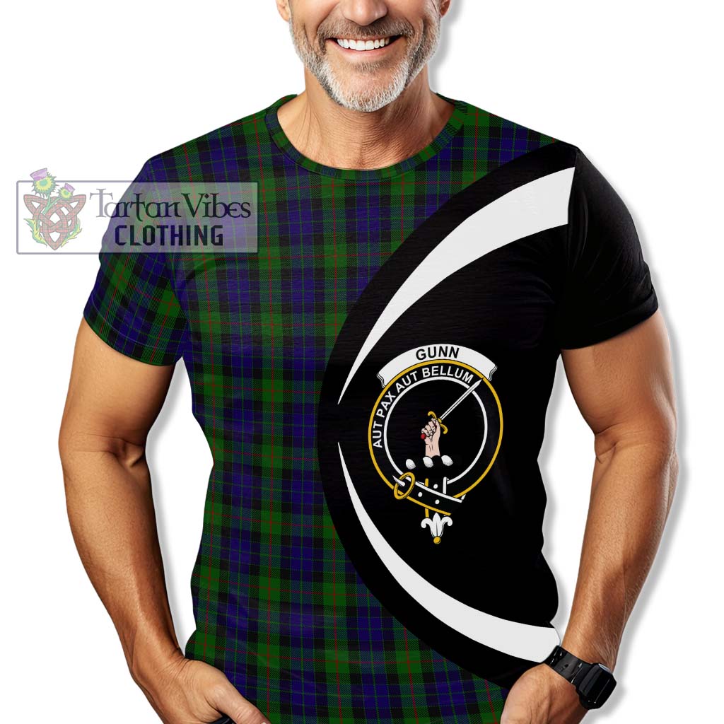 Tartan Vibes Clothing Gunn Tartan T-Shirt with Family Crest Circle Style