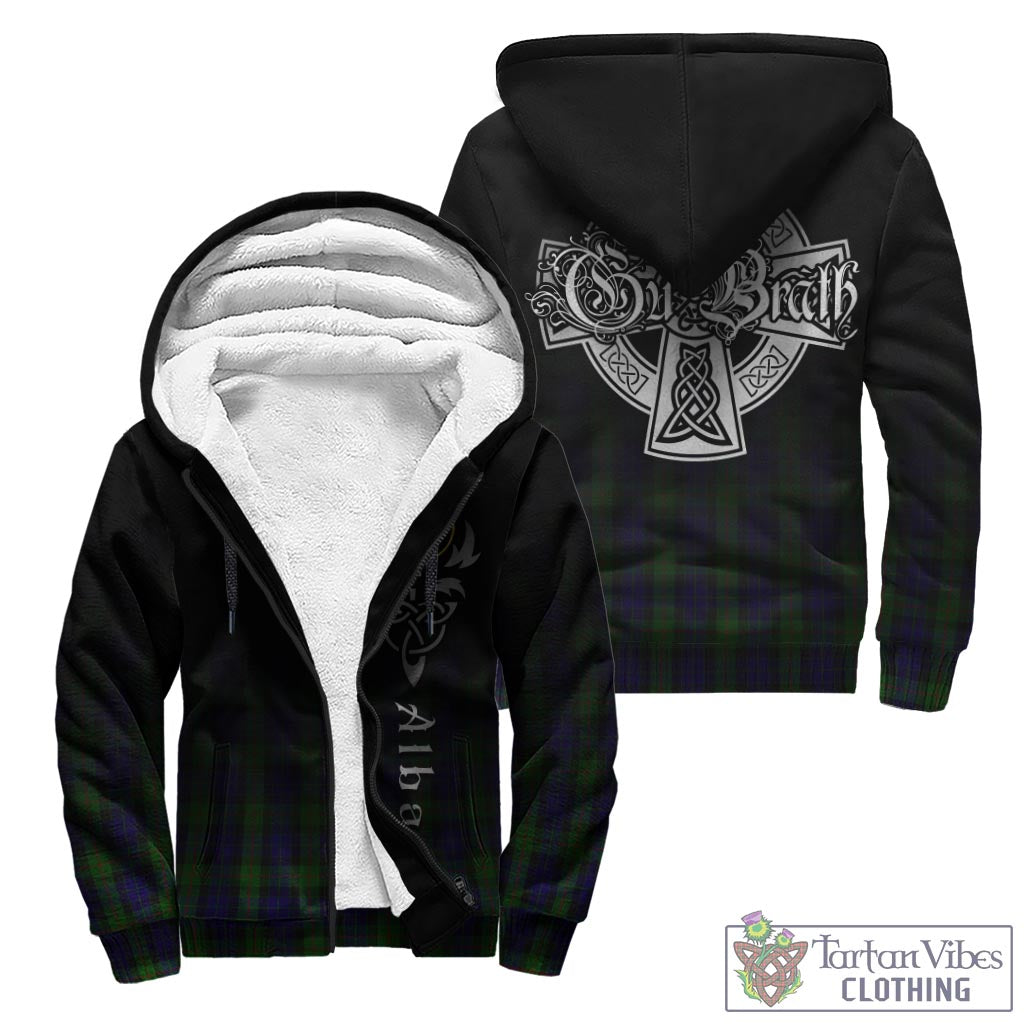 Tartan Vibes Clothing Gunn Tartan Sherpa Hoodie Featuring Alba Gu Brath Family Crest Celtic Inspired