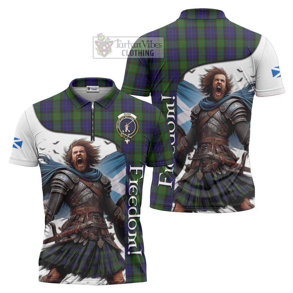 Tartan Vibes Clothing Gunn Crest Tartan Zipper Polo Shirt Inspired by the Freedom of Scottish Warrior